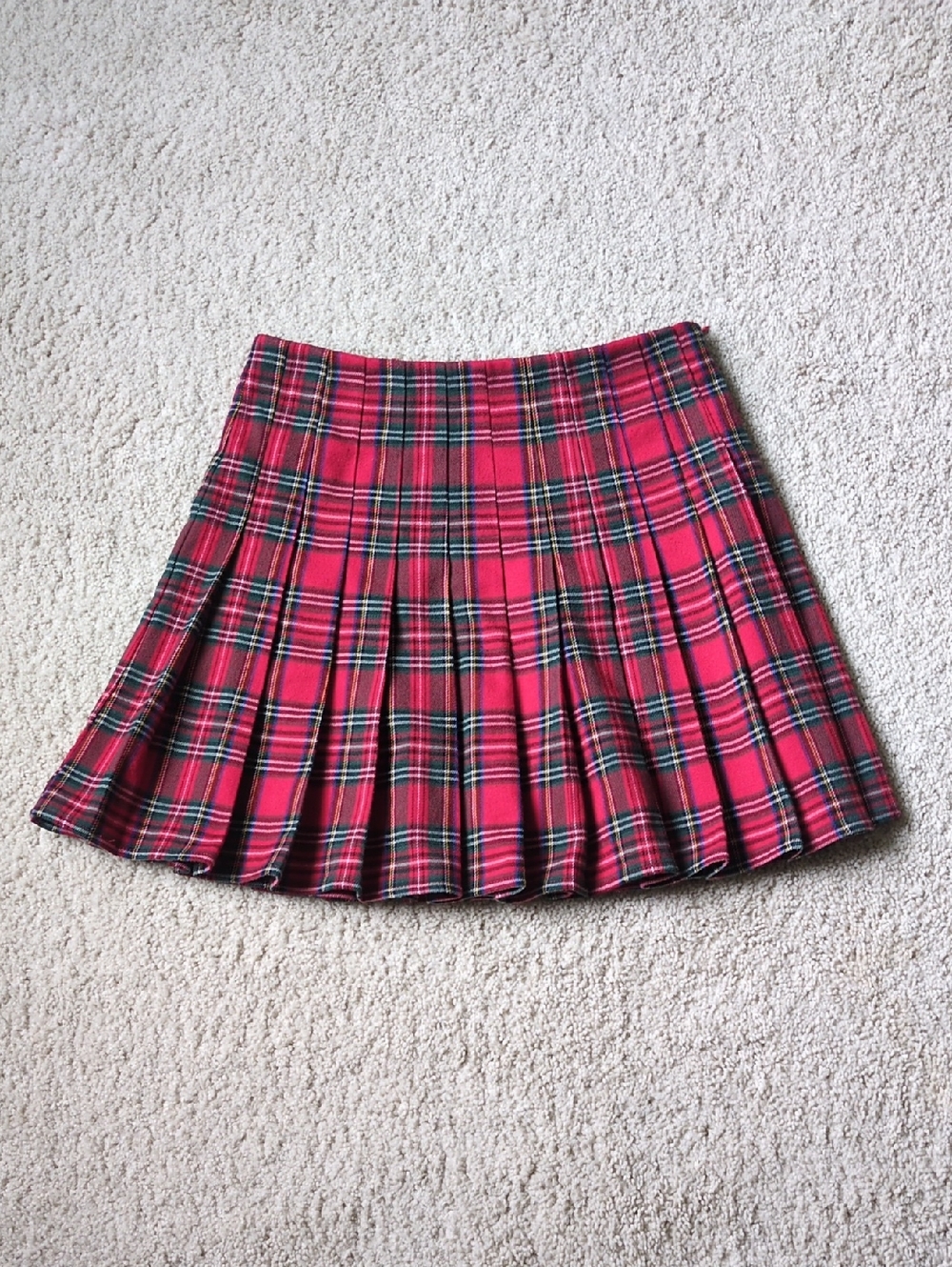 Brandy Melville Red Tartan Pleated Mini Skirt